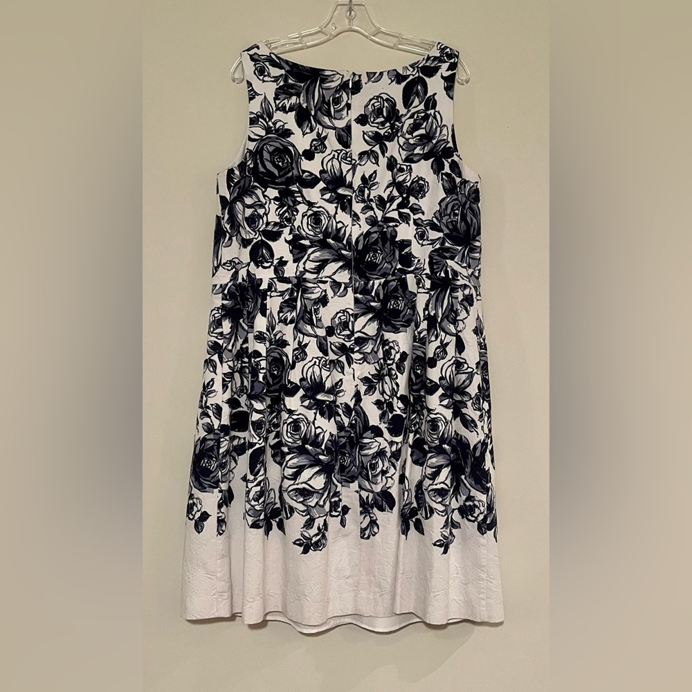 Talbots Blue/White Floral Sleeveless A-Line dress Size 14W